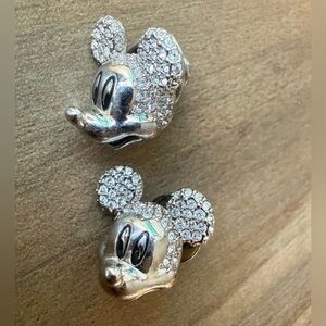 SWAROVSKI, Disney Mickey silver diamond crystal stud earrings.